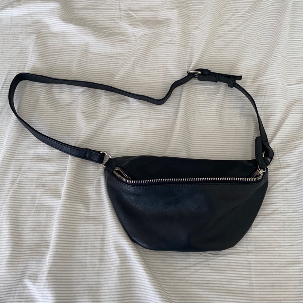 ASOS black leather belt bag